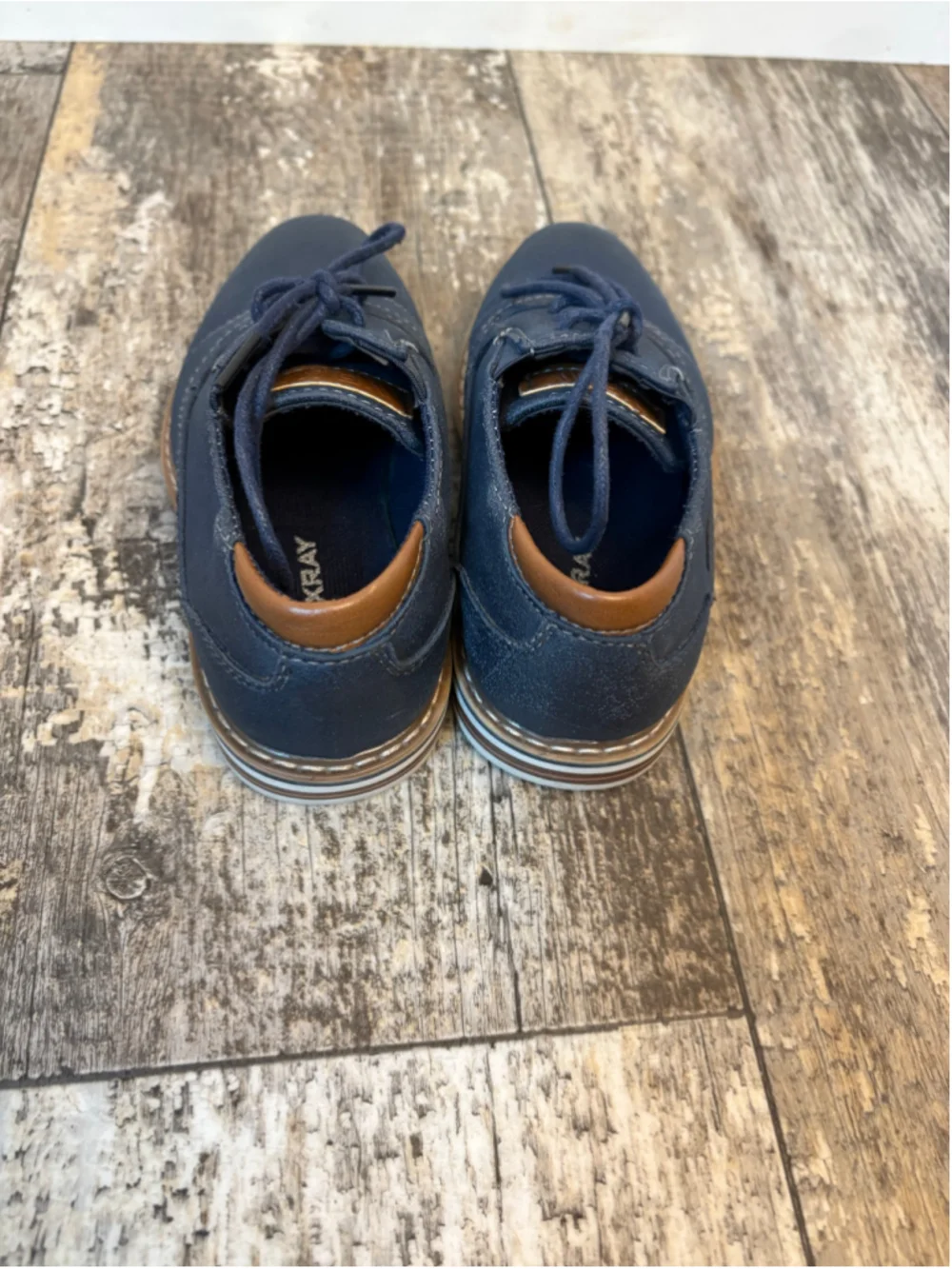 Xray Footwear Boys Navy Lace-Up Oxford Dress Shoes Size 12